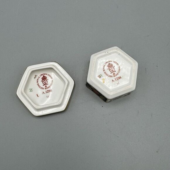 Vtg Royal Crown Derby English Bone China Hexagon Lidded Trinket Box A1298 Imari - Picture 3 of 13